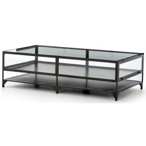 Shadow Box Coffee Table with Two Bottom Shelves