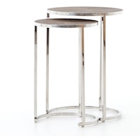 Nesting End Tables with Faux Shagreen Tops