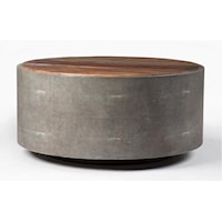 Contemporary Round Coffee Table w/ Metal Frame