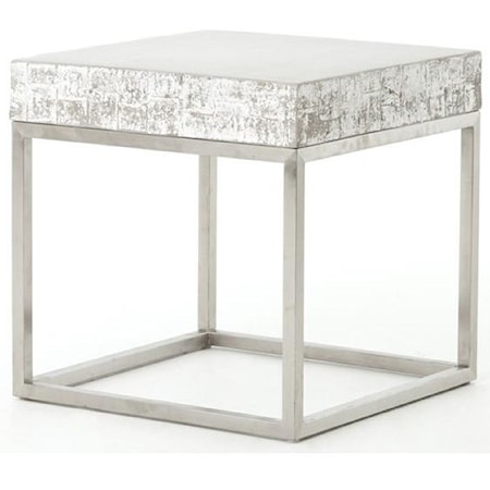 Concrete And Chrome End Table