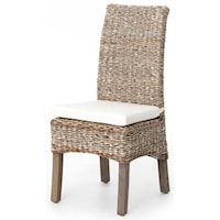 Woven Banana Leaf Side Chair with Canvas Cushion