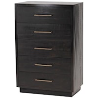 5 Drawer Tall Boy Chest in Burnished Black