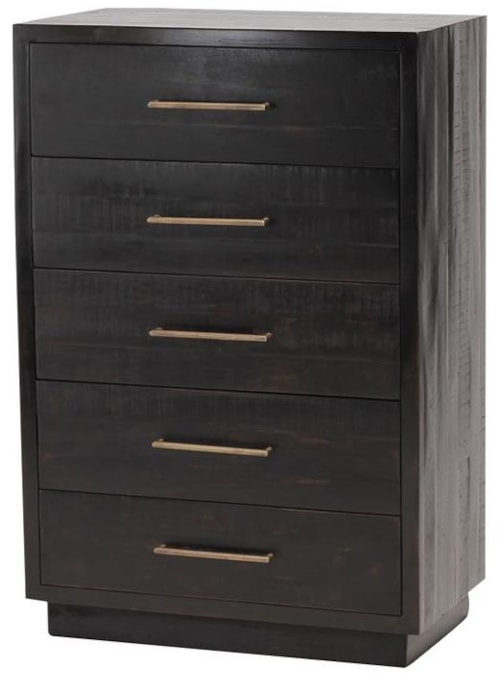 5 Drawer Tall Boy Chest in Burnished Black