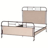 Queen Berkley Metal Bed with Linen Accent