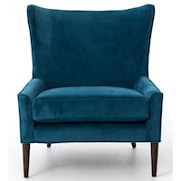 Wing Chair with Mid-Century Modern Wood Legs