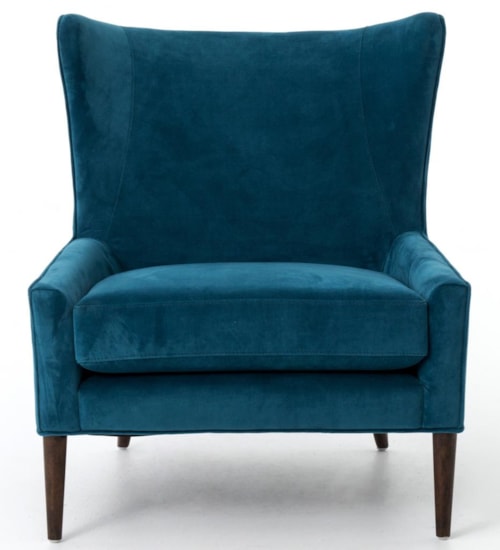 Wing Chair with Mid-Century Modern Wood Legs