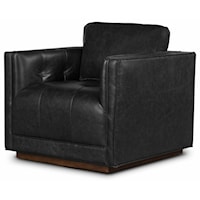 Kiera Leather Swivel Chair - Sonoma Black