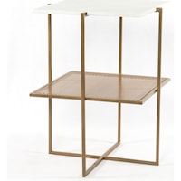 Olivia Square Marble Nightstand with Perforated Metal Shelf