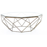 Geometric Coffee Table with Glass Top