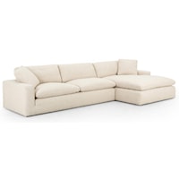 Plume Right Arm Facing 106" Sectional - Thames Cream