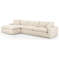 Plume Left Arm Facing 136" Sectional - Thames Cream