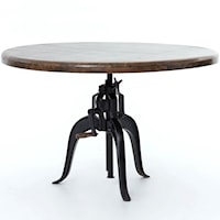 Adjustable Round Dining Table with Cast Iron Base