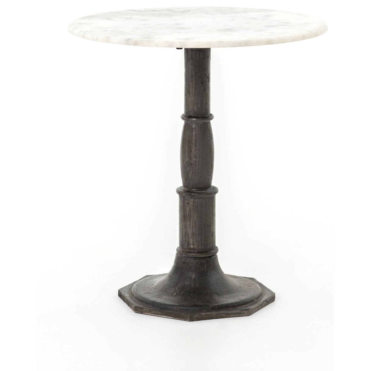 Four Hands Rockwell Lucy Side Table-Carbon Wash, Marble Top