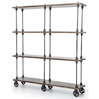 Rockwell Wooden Bookshelf with Wheeled Base