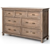 7-Drawer Solid Pine Dressser with Metal Drawer Pulls 