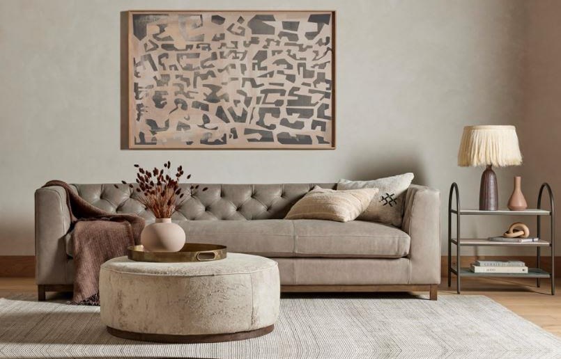 Round Suede Ottoman