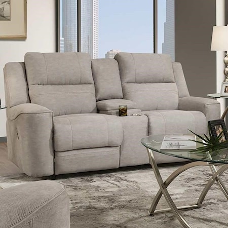 Casual Dual Power Reclining Console Loveseat with USB Port