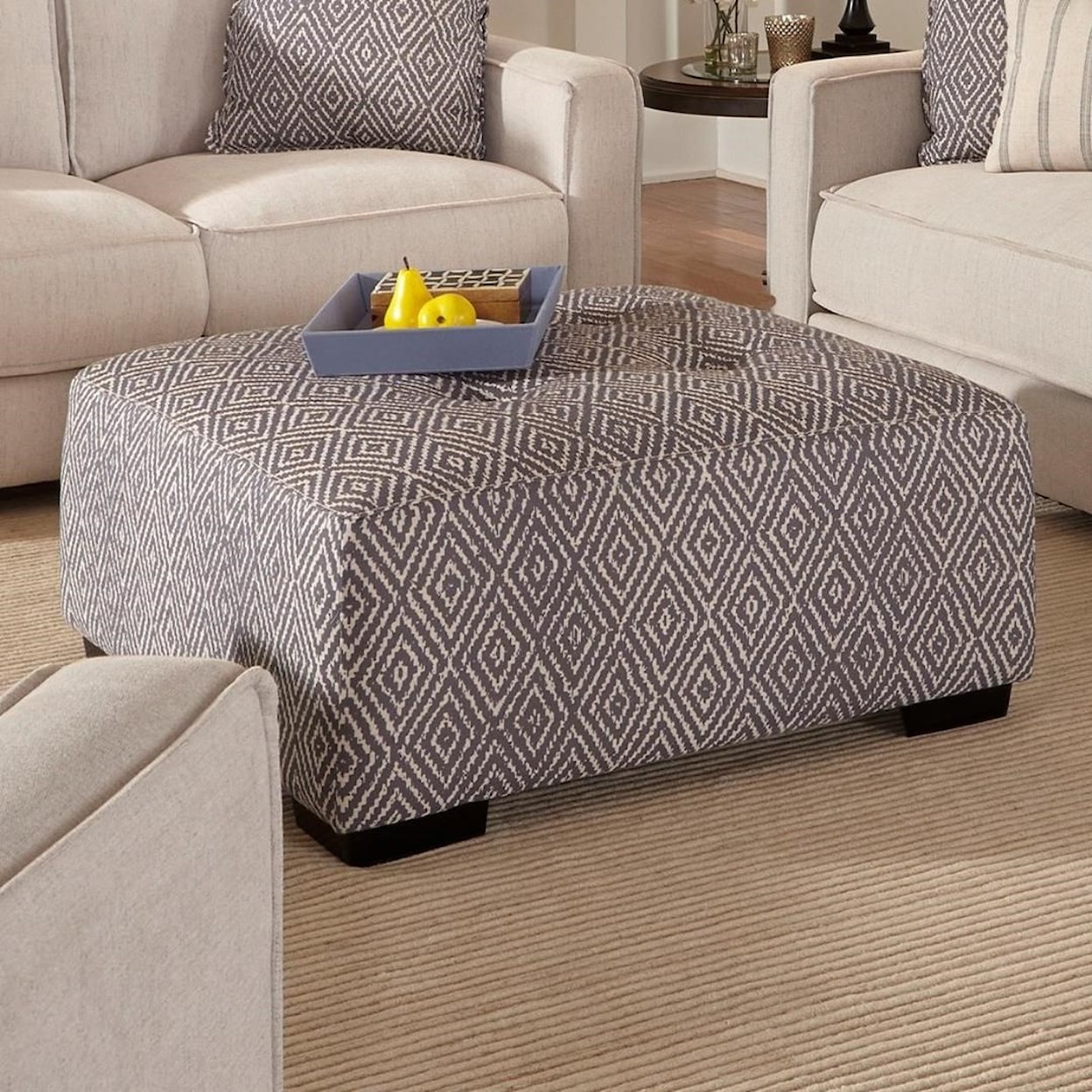 Franklin Landon Square Ottoman with Button Tufting