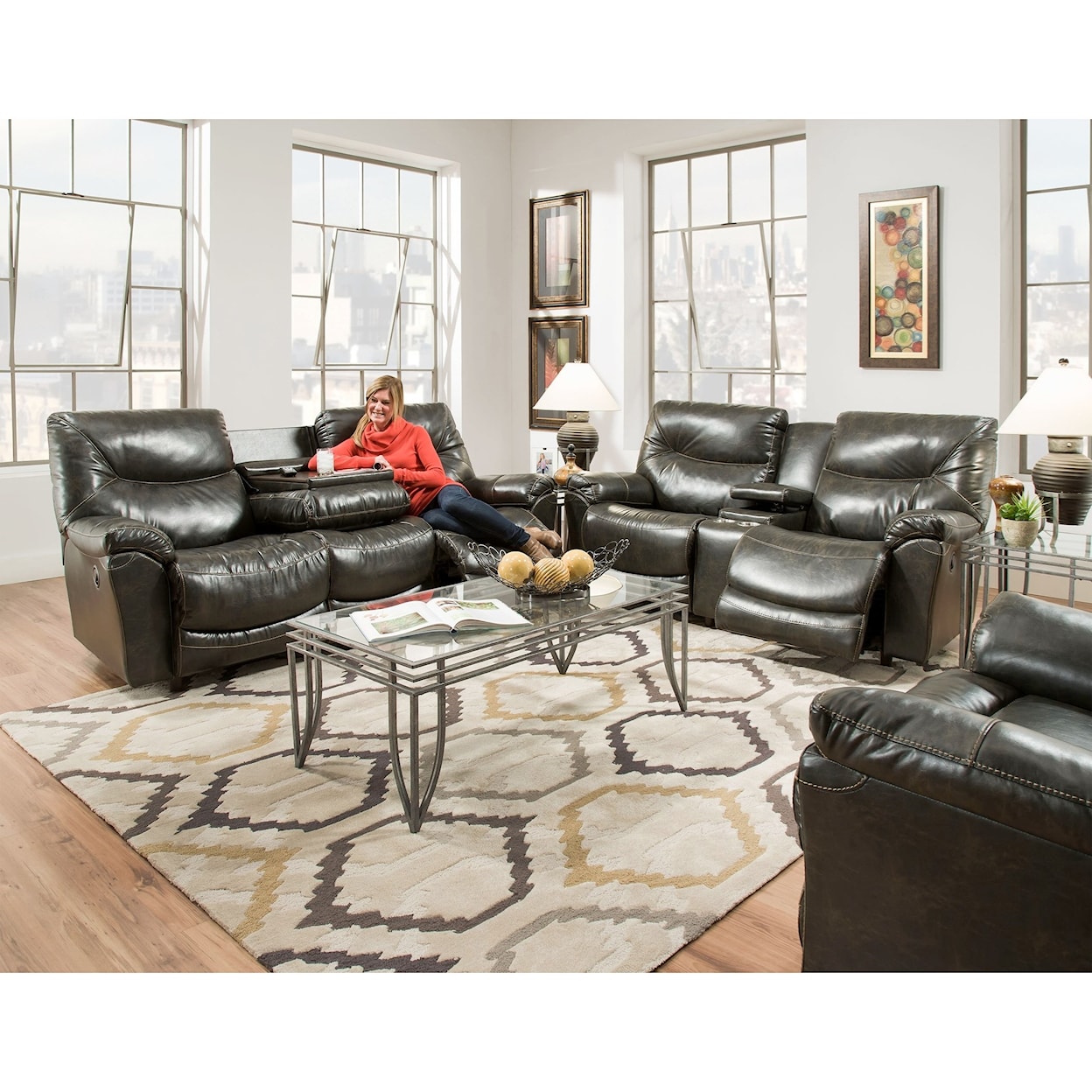 Franklin Calloway Reclining Console Loveseat