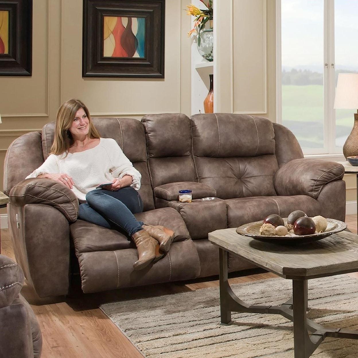 Franklin Conway Power Recline Console Loveseat