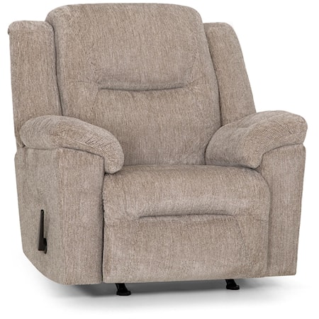 Casual Rocker Recliner with Pillow Top Arms