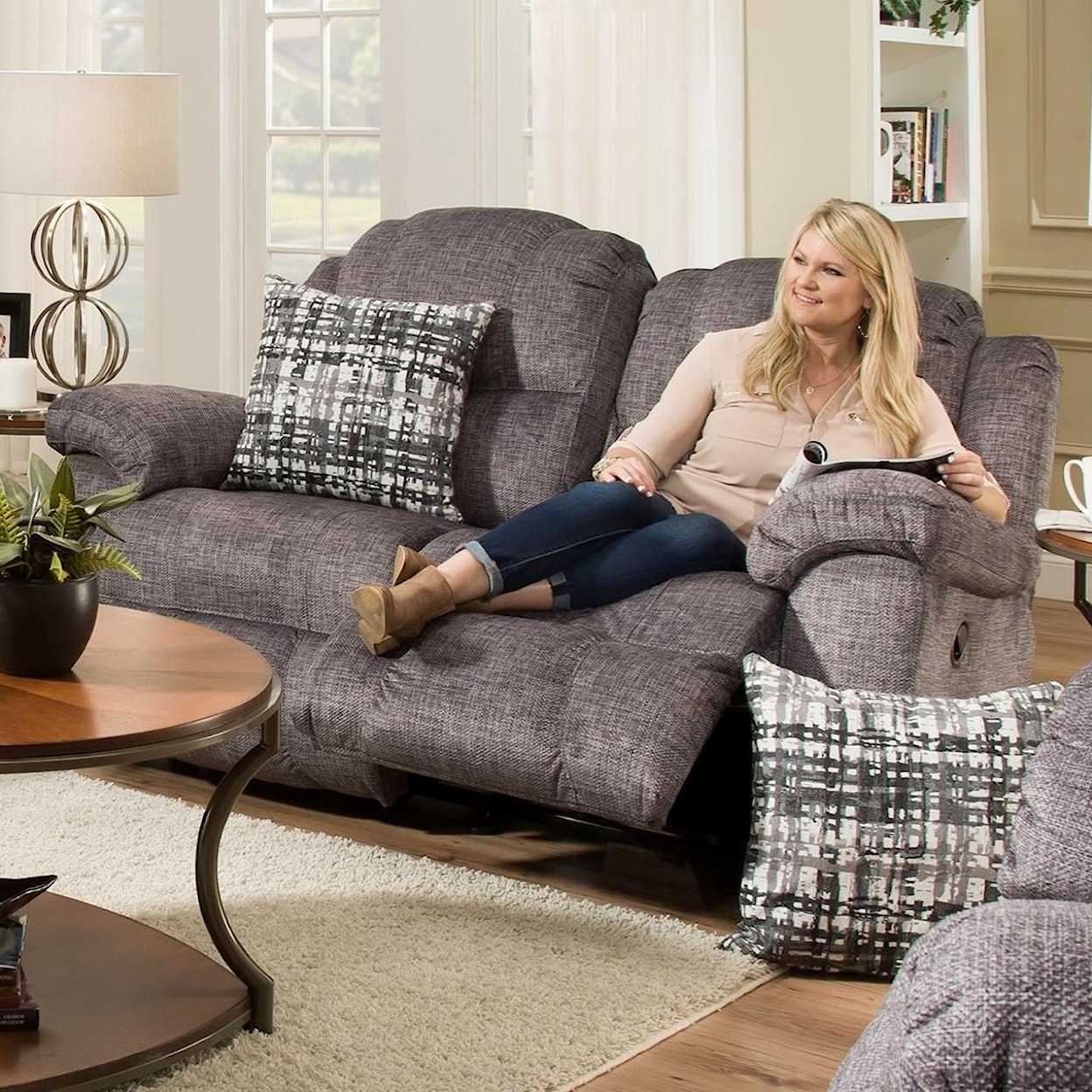 Franklin Victory Power Rocker Reclining Loveseat with Pillows