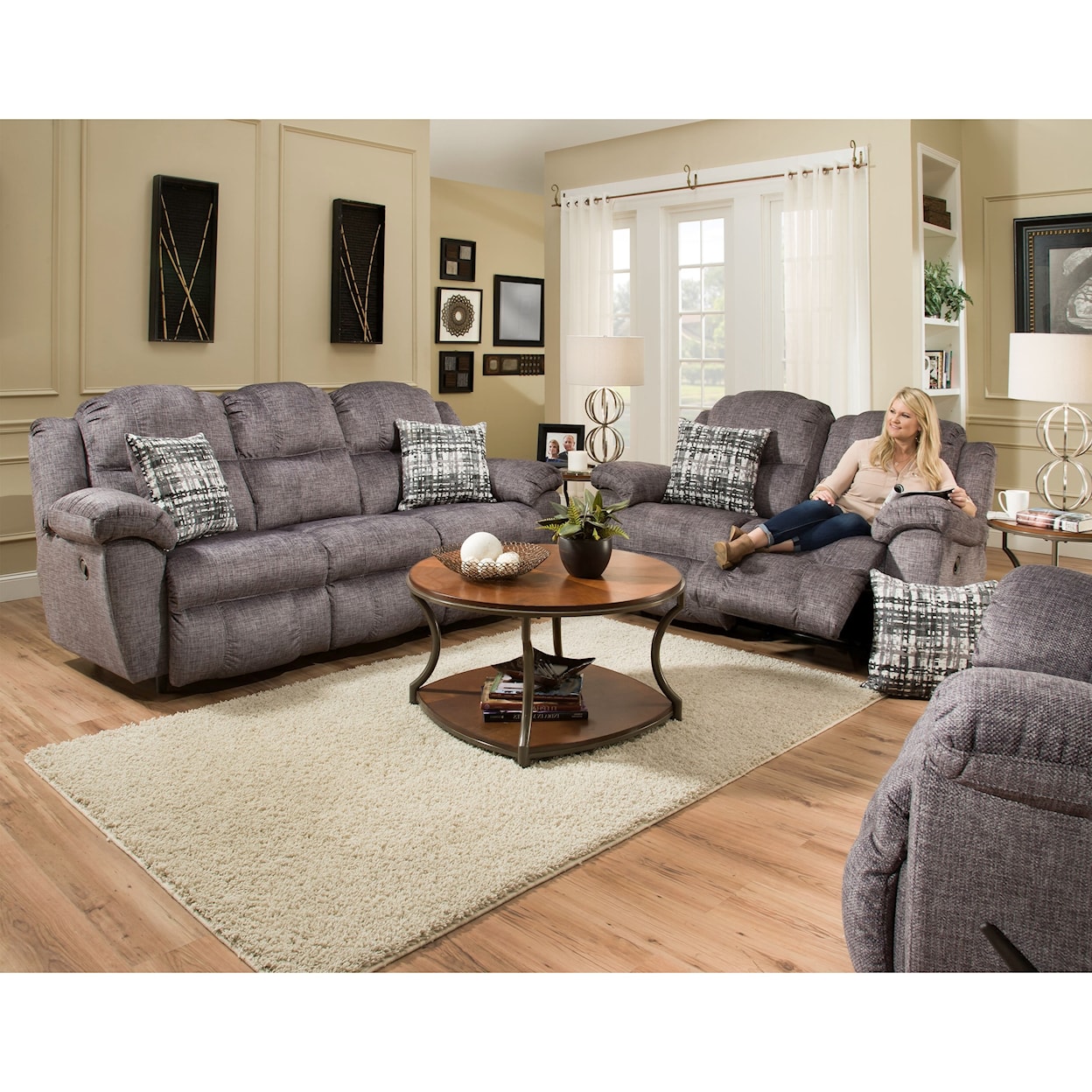 Franklin Victory Power Rocker Reclining Loveseat with Pillows