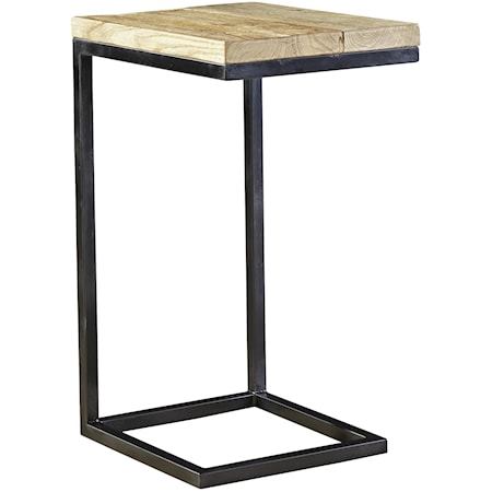 Personal Martini Table with Wood Top and Steel Frame