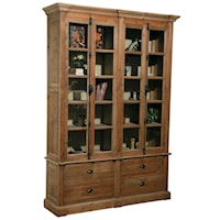 Natural Old Pine Bookcase with 4 Doors and 4 Drawers