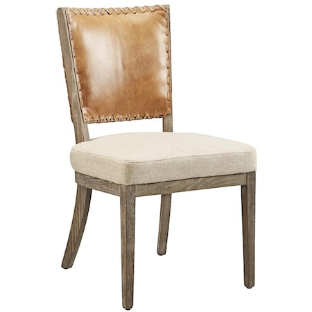 Lina Leather and Linen Chair