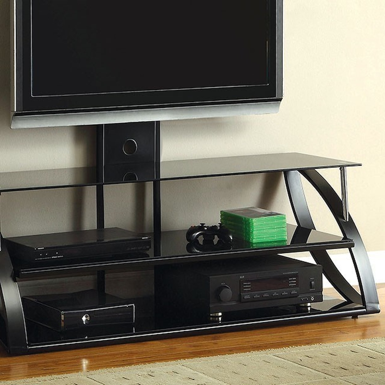 Furniture of America - FOA Adella 54" Glass Top TV Console