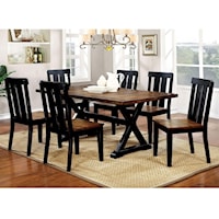 Two Tone Dining Set with Trestle Table