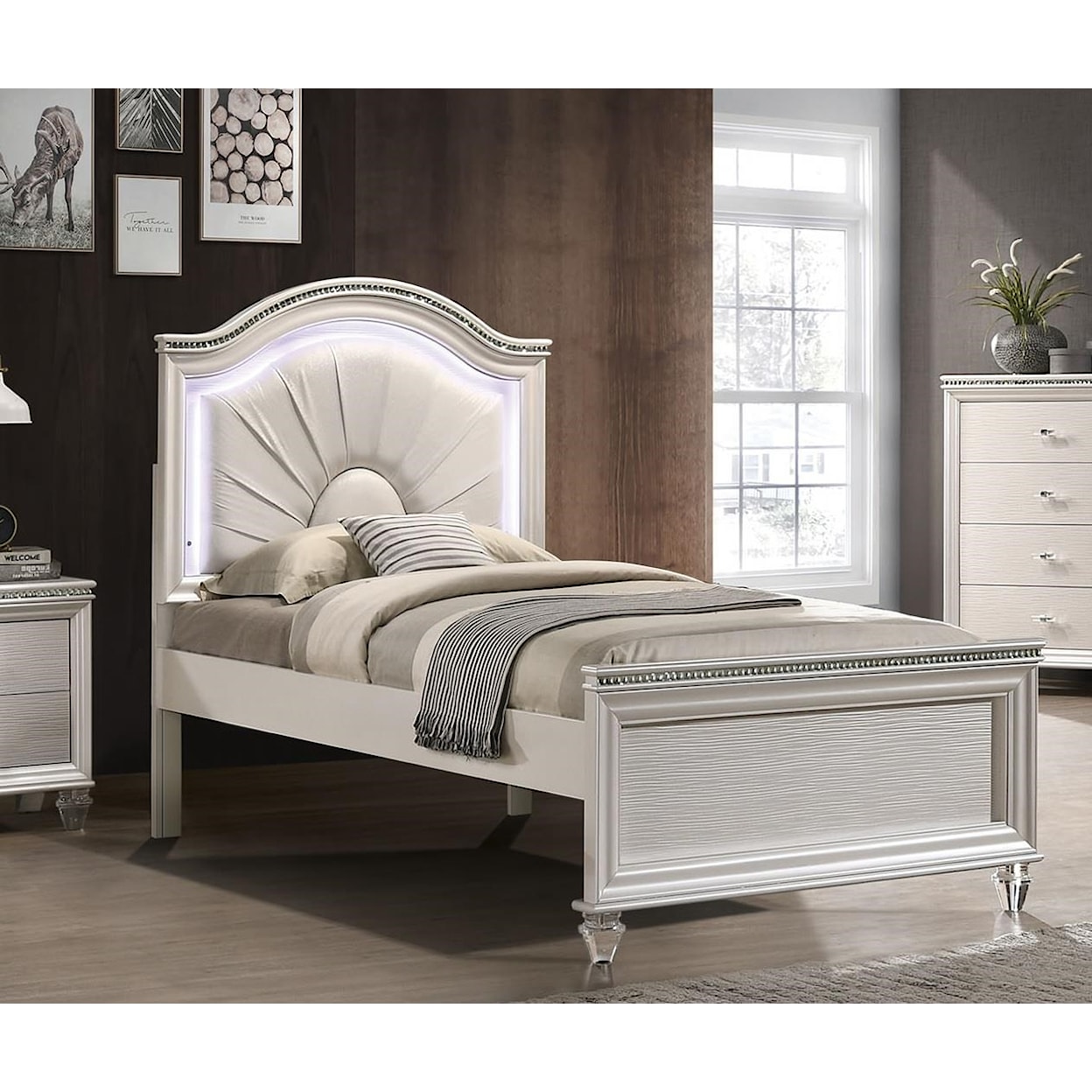 Furniture of America - FOA Allie Full Bed with Upholstered Headboard