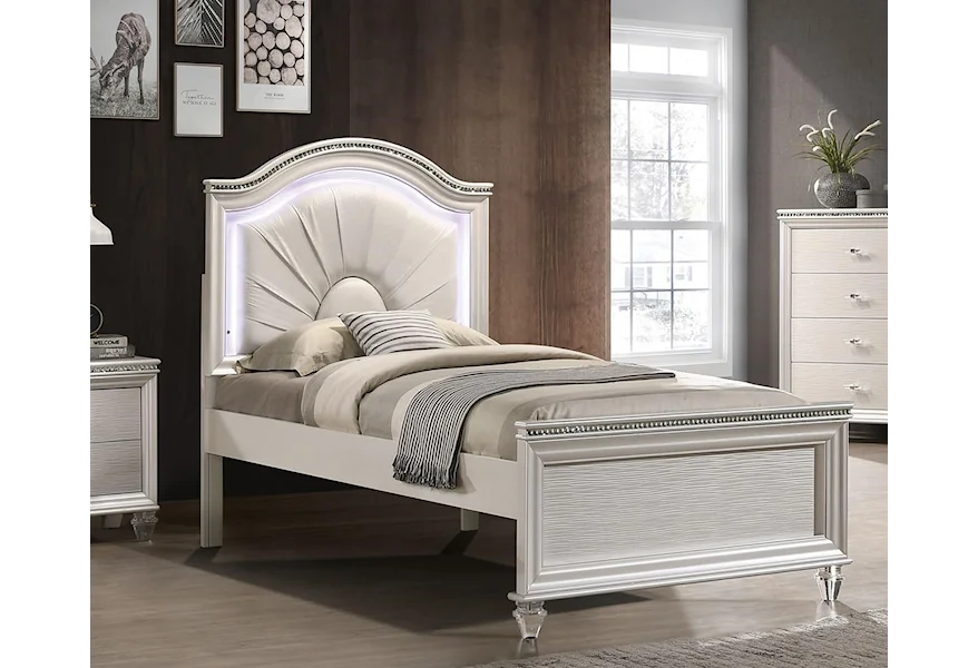 Allie Twin Bed with Upholstered Headboard by Furniture of America - FOA at Del Sol Furniture