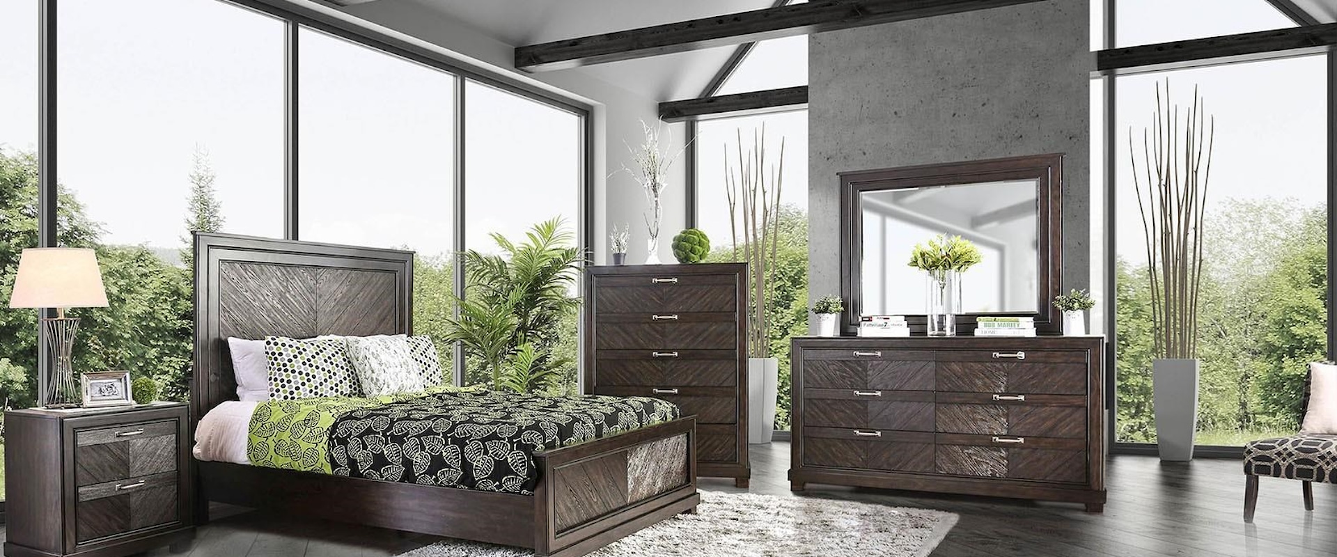 Transitional Style Platform Queen Bedroom Group