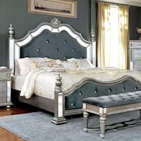 California King Poster Bed with Upholstered Headboard and Footboard