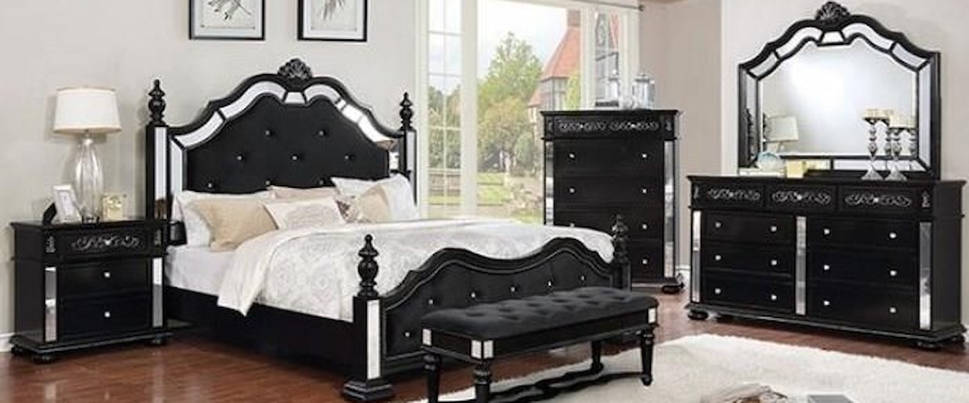 Queen Bed + 1Ns + Dresser + Mirror + Chest 
