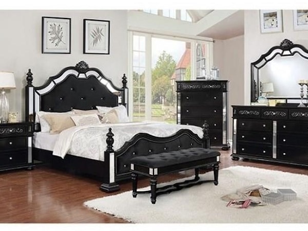 Queen Bed + 1Ns + Dresser + Mirror + Chest 