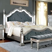 Queen Poster Bed with Upholstered Headboard and Footboard