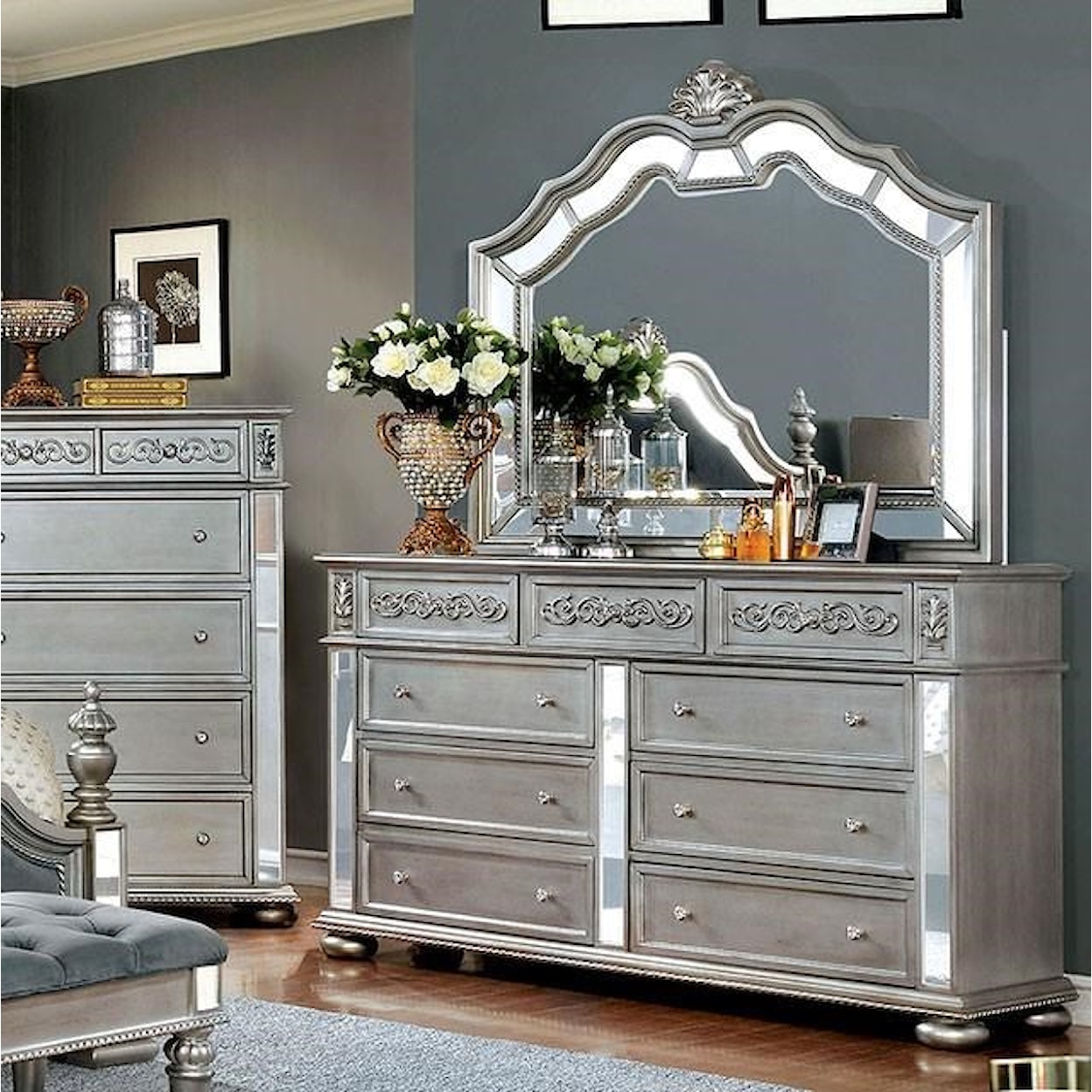 Furniture of America Azha Dresser + Mirror