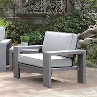 Set of 2 Contemporary Outdoor Lounge Chairs with Gray Aluminum Frames