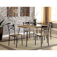 5 Piece Wood and Metal Cafe Dining Table Set