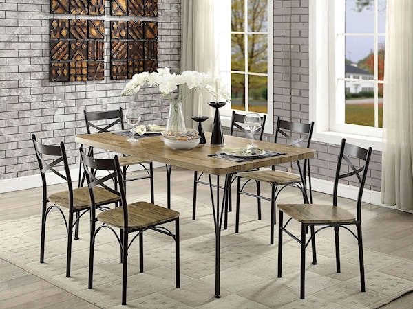 7 Pc. 60" Dining Table Set, Gray