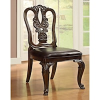 Set of 2 Traditional Wood Side Chairs with Carved Back