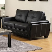 Contemporary Faux Leather Tufted Loveseat