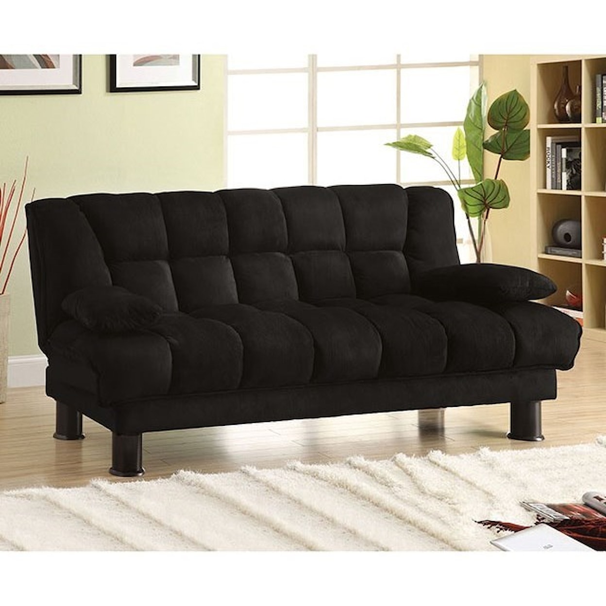 Furniture of America Bonifa Elephant Skin Microfiber Futon Sofa