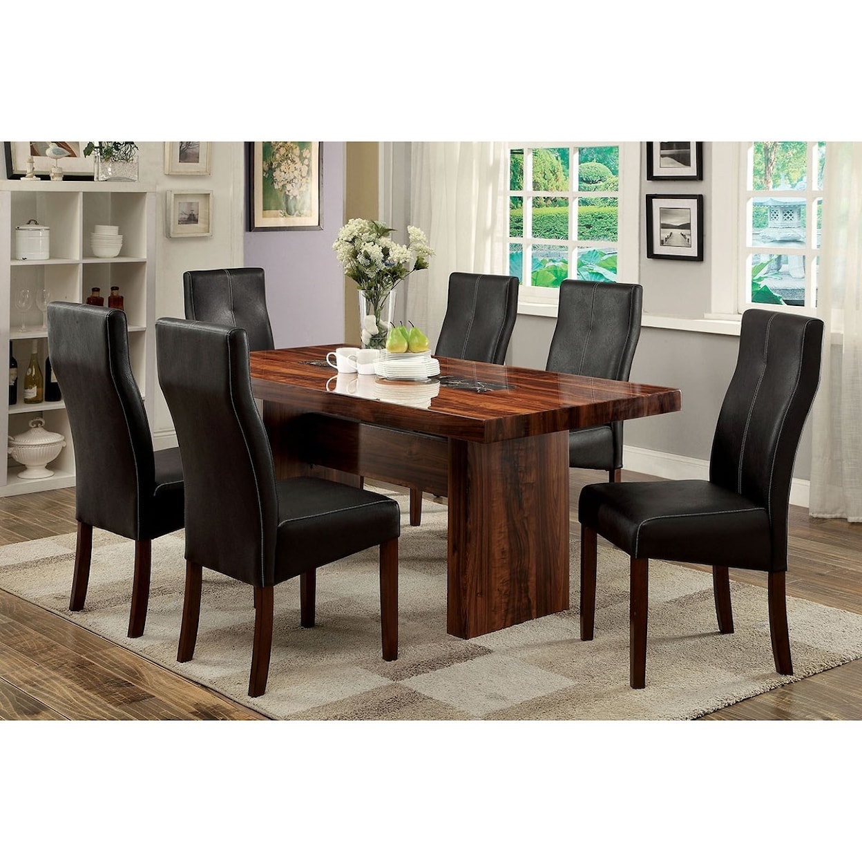 Furniture of America Bonneville I Table and 6 Side Chair Set