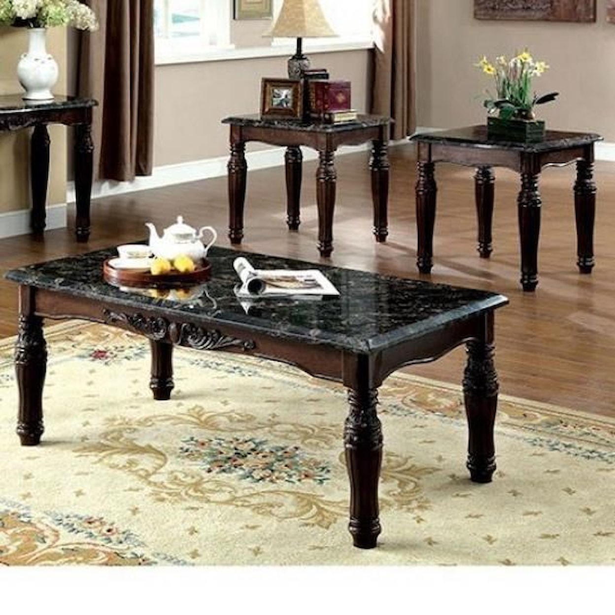 Furniture of America Brampton 3 Piece Occasional Table Set