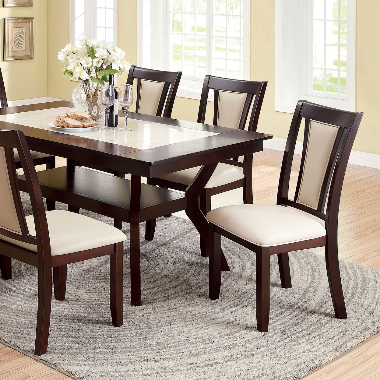 Furniture of America Brent 7 Pc Dining Set