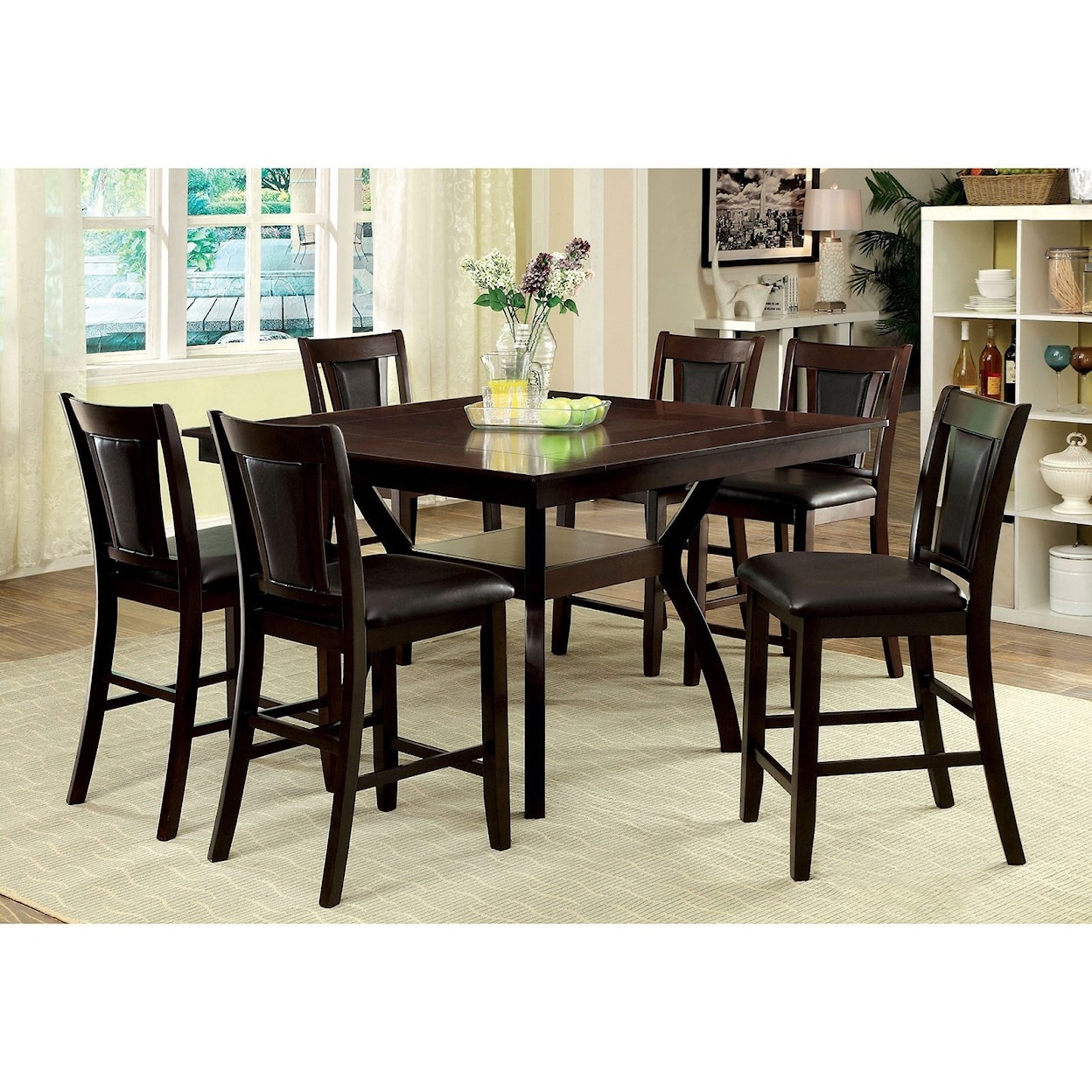 Furniture of America Brent 7 Pc Counter Height Dining Set